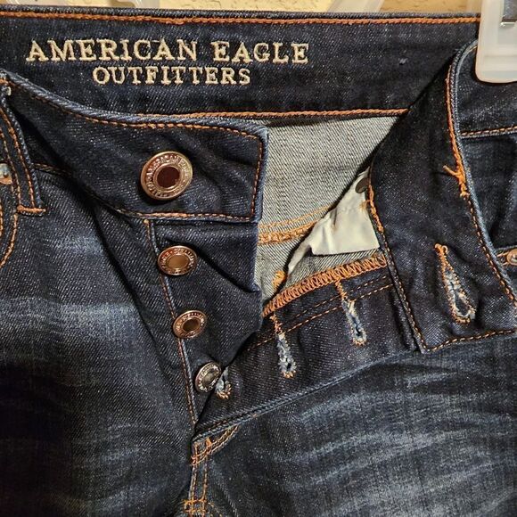 American Eagle Outfitters- Women’s Dark Wash Tom Girl 5-Button Jeans, Size 0 - Picture 2 of 6